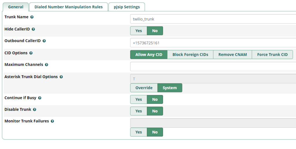 SolveDevOps - FreePBX SIP Trunk Settings