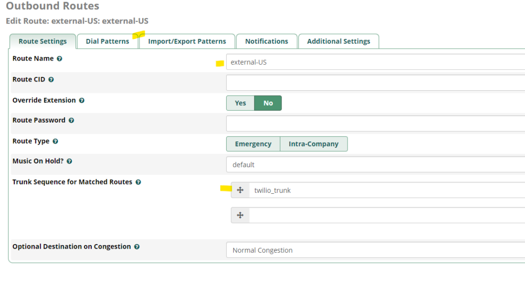 SolveDevOps - FreePBX SIP Trunk Settings - Outbound Routes