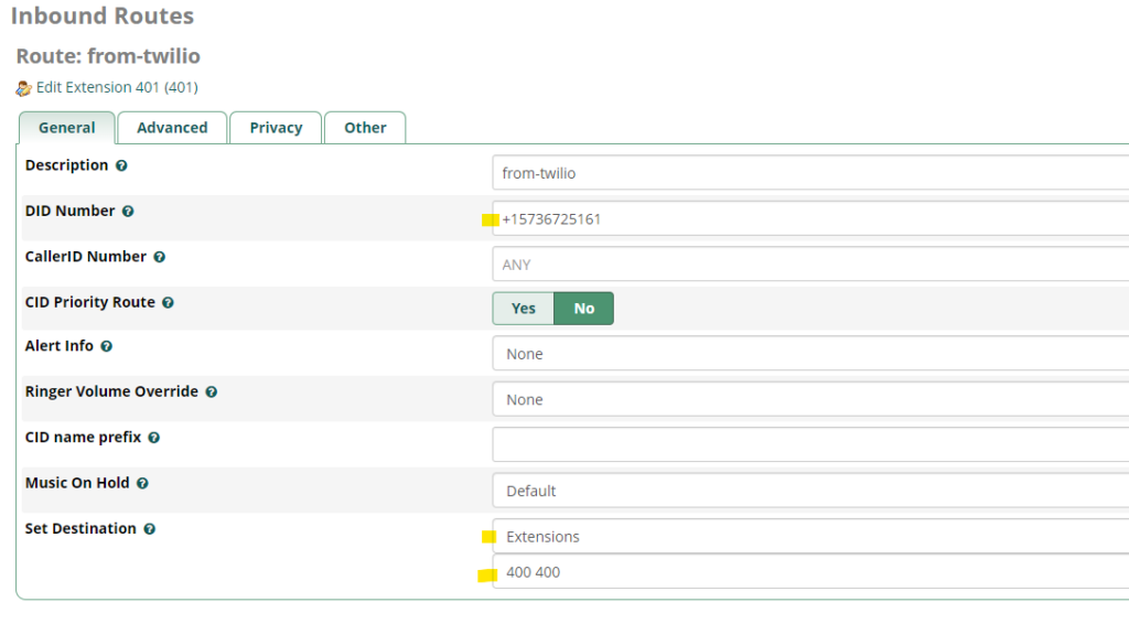 SolveDevOps - FreePBX SIP Trunk Settings - Inbound Routes