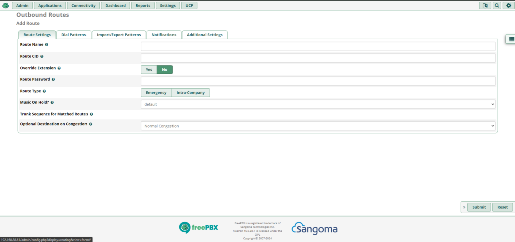 FreePBX: Setting up Outbound Routes