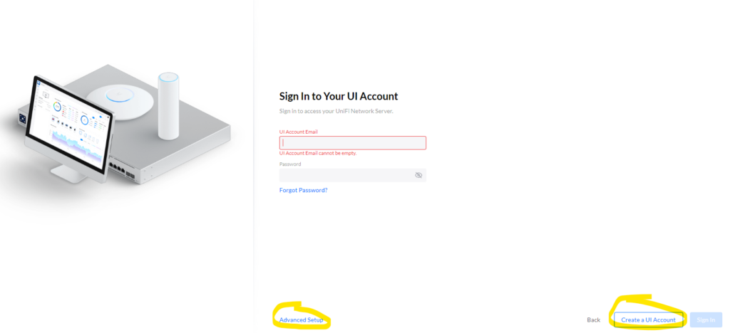 unifi setup account